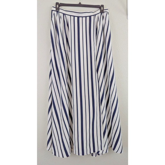 New Lane Bryant sz 14/16 Long Maxi Skirt blue & white stripes lined pull on 4760 - Picture 1 of 5